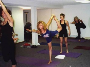 FEN-DancersPose-Small Francoise demonstrating Dancer's Pose in a Yoga class